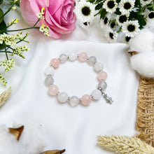 Load image into Gallery viewer, Pink Cherry Blossom (Rose Quartz, White Jade, Chalcedony) Crystal Bracelet
