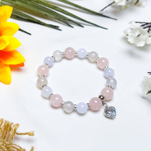 Load image into Gallery viewer, Pastel Mist (Rose Quartz, Blue Chalcedony, Chalcedony) Crystal Bracelet
