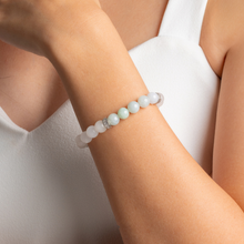 Load image into Gallery viewer, Green Jade x White Jade Crystal Bracelet (304 Stainless Steel Platinum Spacers)
