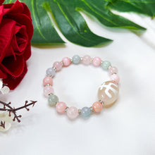 Load image into Gallery viewer, Benefactors&#39; Magnet Dzi Agate Bead (Dzi Agate Bead, Pink Opal, Rose Quartz, Green Jade) Crystal Bracelet
