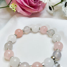 Load image into Gallery viewer, Pink Cherry Blossom (Rose Quartz, White Jade, Chalcedony) Crystal Bracelet
