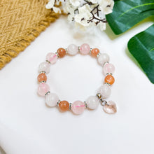 Load image into Gallery viewer, Honey Peach (Rose Quartz, White Jade, Orange Moonstone w/ Glass Heart) Crystal Bracelet
