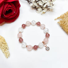 Load image into Gallery viewer, Carmilla Rose Crystal Bracelet (Rose Quartz, Strawberry Quartz, Frosted Clear Quartz)
