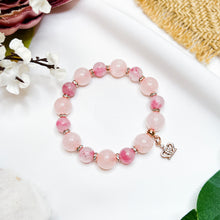 Load image into Gallery viewer, Misty Rose Crystal Bracelet (Rose Quartz, Rhodonite)
