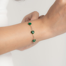 Load image into Gallery viewer, Green Aventurine Mini Hearts Stainless Steel Chain Bracelet
