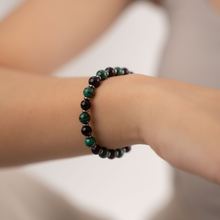 Load image into Gallery viewer, Mini Malachite x Black Tourmaline Crystal Bracelet
