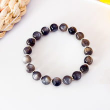 Load image into Gallery viewer, RARE Black Gold Skeletal Sunstone Crystal Bracelet

