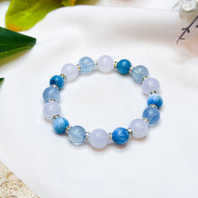 Load image into Gallery viewer, Caribbean Blue (Santa Maria Aquamarine, Blue Apatite, Blue Chalcedony) Crystal Bracelet
