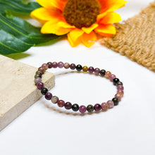 Load image into Gallery viewer, Rainbow Tourmaline Elastic/ Stainless Steel Crystal Bracelet
