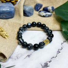 Load image into Gallery viewer, Eye Agate (Gold Plated Abacus) Crystal Bracelet
