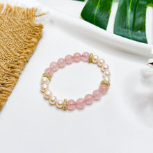 Load image into Gallery viewer, Rose Pearl Crystal Bracelet (Rose Quartz &amp; Freshwater Pearls)
