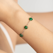 Load image into Gallery viewer, Green Aventurine Mini Hearts Stainless Steel Chain Bracelet
