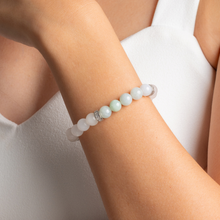 Load image into Gallery viewer, Green Jade x White Jade Crystal Bracelet (304 Stainless Steel Platinum Spacers)
