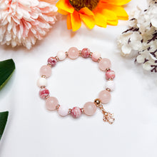 Load image into Gallery viewer, Pink Sorbet Crystal Bracelet (RARE Cinnabrite, Rose Quartz, Pink Conch, Rose Gold Heart Charm)
