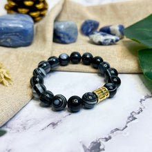 Load image into Gallery viewer, Eye Agate (Gold Plated Abacus) Crystal Bracelet
