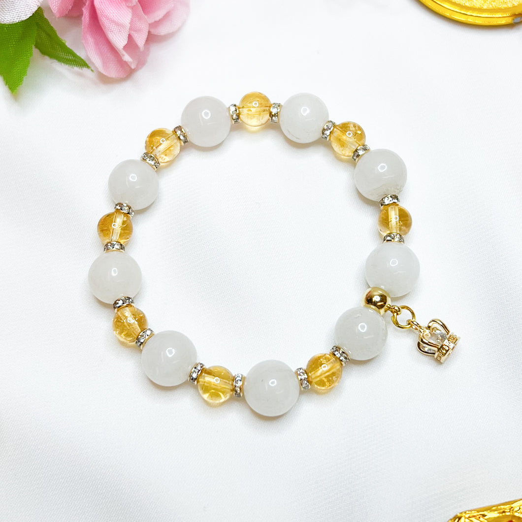 Citrine x White Jade (Gold Crown Charm)