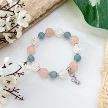 Load image into Gallery viewer, Pink Skies (Blue Calcite, Rose Quartz, Frosted Clear Quartz) Crystal Bracelet
