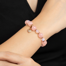 Load image into Gallery viewer, Rose Moon (Rose Quartz, Rainbow Moonstone, Heart Charm) Crystal Bracelet
