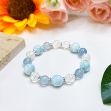 Load image into Gallery viewer, Sea Breeze (Santa Maria Aquamarine, Hemimorphite, Frosted Clear Quartz) Crystal Bracelet
