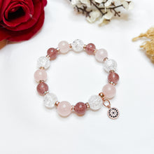 Load image into Gallery viewer, Carmilla Rose Crystal Bracelet (Rose Quartz, Strawberry Quartz, Frosted Clear Quartz)
