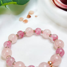 Load image into Gallery viewer, Misty Rose Crystal Bracelet (Rose Quartz, Rhodonite)
