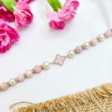 Load image into Gallery viewer, Princess Ophelia (Pink Opal, Pearl, Gold Clover) Magnetic Bracelet
