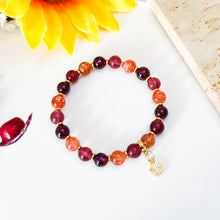 Load image into Gallery viewer, Magnetic Muse (Orange Sunstone, Rhodolite Garnet, Strawberry Quartz) Crystal Bracelet
