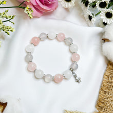 Load image into Gallery viewer, Pink Cherry Blossom (Rose Quartz, White Jade, Chalcedony) Crystal Bracelet
