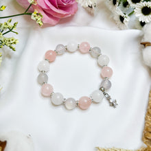 Load image into Gallery viewer, Pink Cherry Blossom (Rose Quartz, White Jade, Chalcedony) Crystal Bracelet
