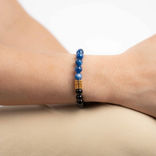 Load image into Gallery viewer, Kyanite x Black Agate (Gold Plated Abacus) Crystal Bracelet
