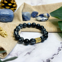 Load image into Gallery viewer, Eye Agate (Gold Plated Abacus) Crystal Bracelet
