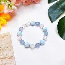 Load image into Gallery viewer, Sea Breeze (Santa Maria Aquamarine, Hemimorphite, Frosted Clear Quartz) Crystal Bracelet
