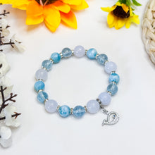 Load image into Gallery viewer, Sea Blue (Dominican Republic Larimar, Blue Topaz, Blue Chalcedony) Crystal Bracelet

