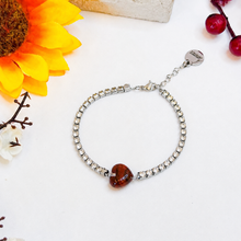 Load image into Gallery viewer, Red Hematoid Heart Quartz (Fire Quartz) Crystal Signature Tennis Crystal Bracelet
