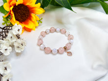 Load image into Gallery viewer, Rose Moon (Rose Quartz, Rainbow Moonstone, Heart Charm) Crystal Bracelet
