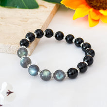 Load image into Gallery viewer, Labradorite (Grade AAA) x Black Agate Crystal Bracelet
