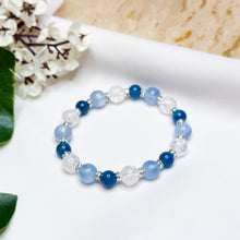 Load image into Gallery viewer, Moroccan Clouds (Santa Maria Aquamarine, Blue Apatite, Frosted Clear Quartz) Crystal Bracelet
