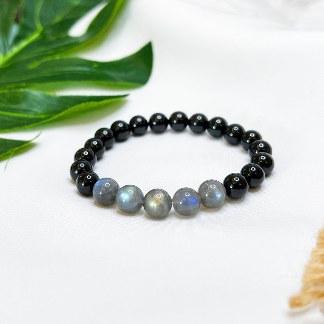 Labradorite x Black Tourmaline Crystal Bracelet