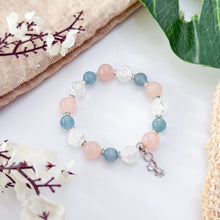 Load image into Gallery viewer, Pink Skies (Blue Calcite, Rose Quartz, Frosted Clear Quartz) Crystal Bracelet
