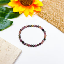 Load image into Gallery viewer, Rainbow Tourmaline Elastic/ Stainless Steel Crystal Bracelet
