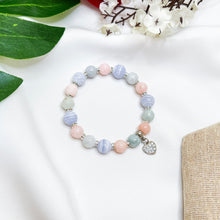 Load image into Gallery viewer, Cotton Clouds (Pink Opal, Blue Lace Agate, Green Jade) Crystal Bracelet
