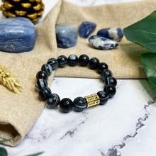 Load image into Gallery viewer, Eye Agate (Gold Plated Abacus) Crystal Bracelet
