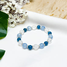 Load image into Gallery viewer, Moroccan Clouds (Santa Maria Aquamarine, Blue Apatite, Frosted Clear Quartz) Crystal Bracelet
