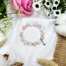 Load image into Gallery viewer, Pink Cherry Blossom (Rose Quartz, White Jade, Chalcedony) Crystal Bracelet
