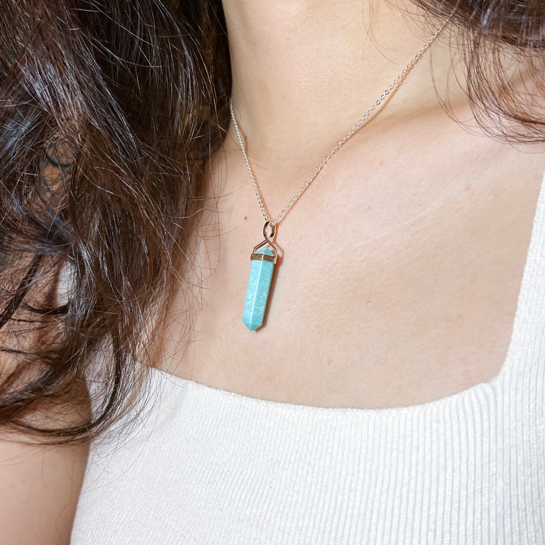 Amazonite Crystal S925 Pendulum Necklace