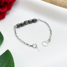 Load image into Gallery viewer, Hematite Stainless Steel Chain Crystal Bracelet
