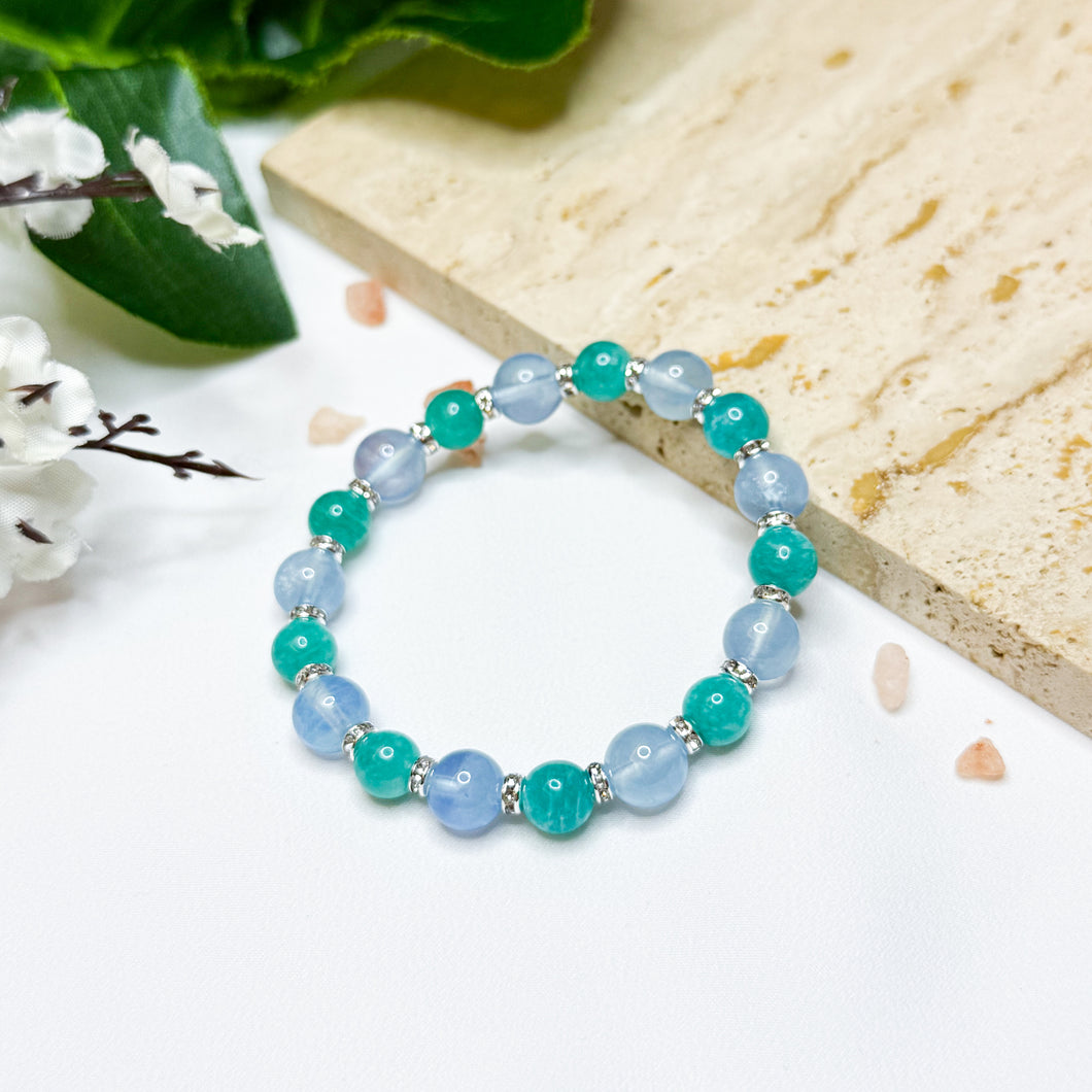Mermaid Glow (Santa Maria Aquamarine, Peru Amazonite) Crystal Bracelet