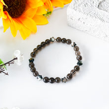 Load image into Gallery viewer, Mini Smoky Stars (Abalone Shell Stars, Smoky Quartz) Crystal Bracelet
