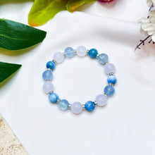 Load image into Gallery viewer, Caribbean Blue (Santa Maria Aquamarine, Blue Apatite, Blue Chalcedony) Crystal Bracelet
