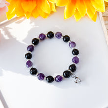 Load image into Gallery viewer, Blackberry (Chevron Amethyst, Black Tourmaline) Crystal Bracelet
